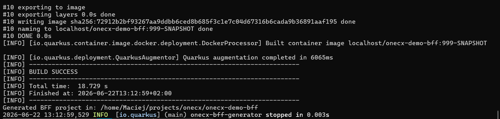 result generating bff with autobuild