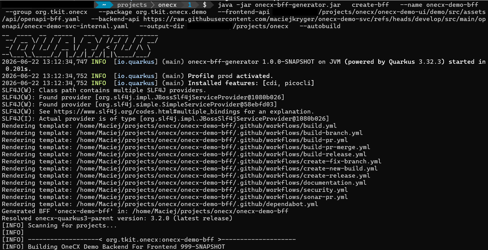 start generating bff with autobuild