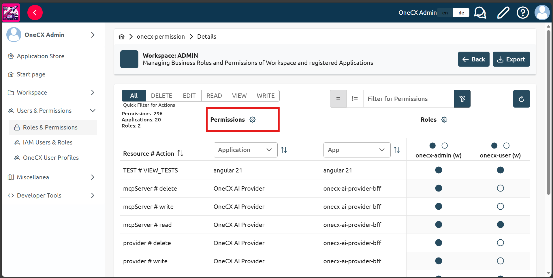 Click the settings icon to manage permissions