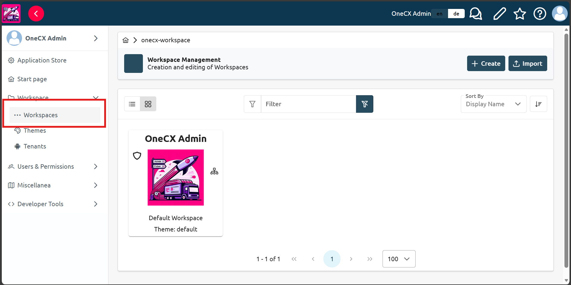Select the workspace to which you want to add the application
