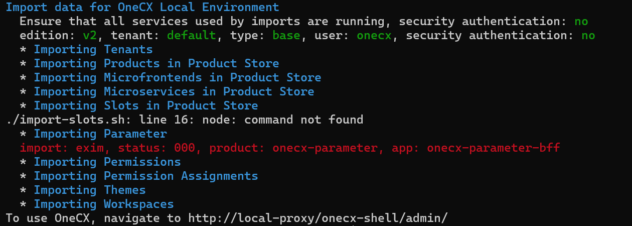 status code 000 import onecx.sh