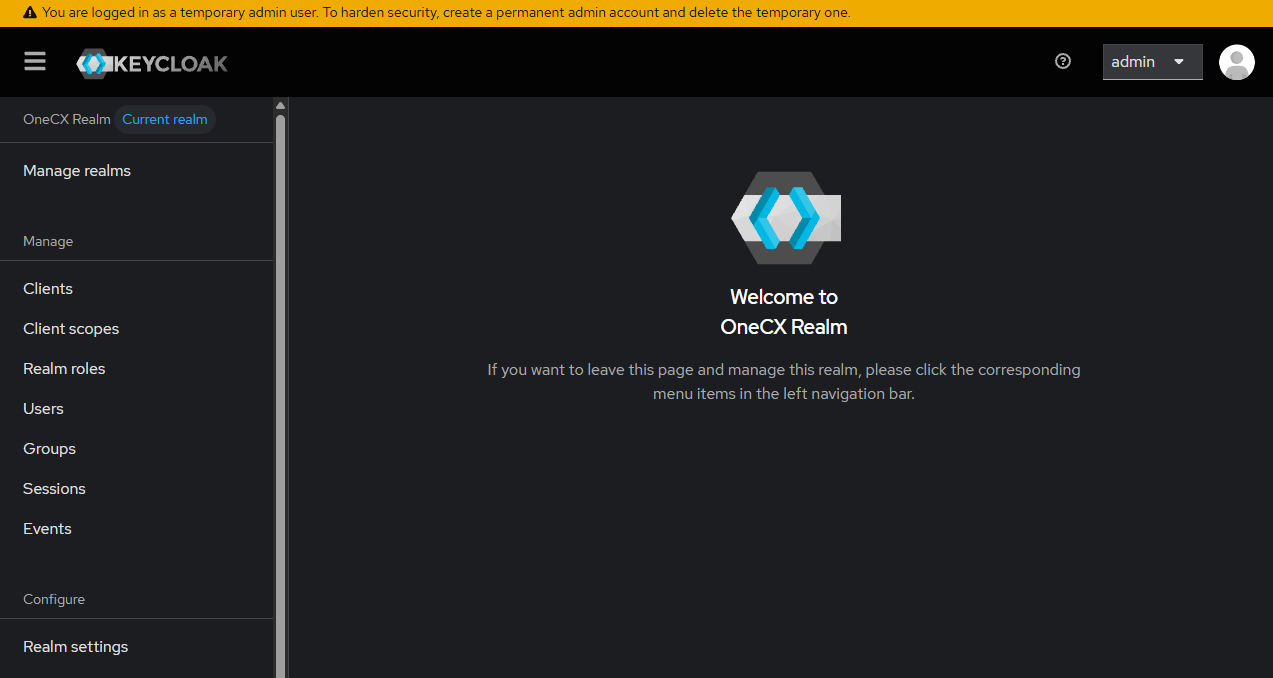 screenshot successful keycloak onecx