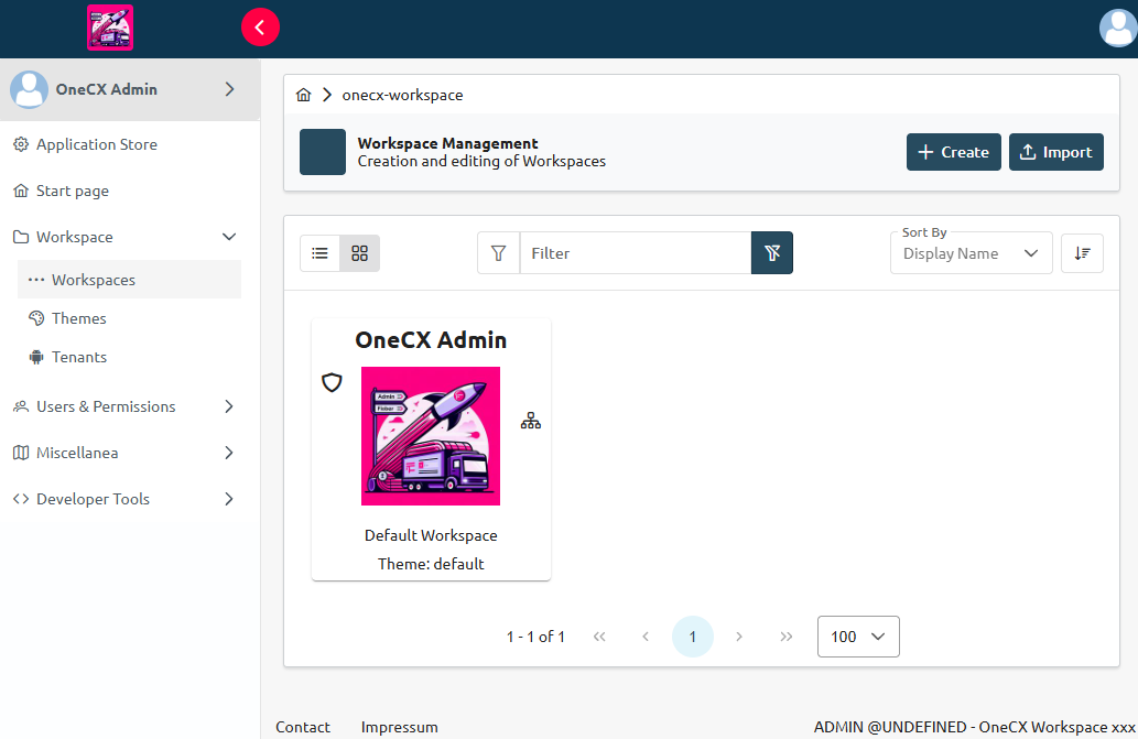 screenshot successful start onecx