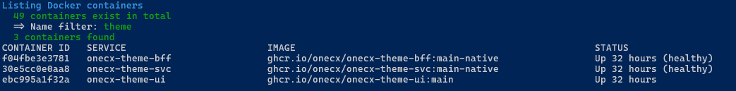 script list containers.sh name filter