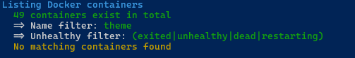 script list containers.sh unhealthy nothing