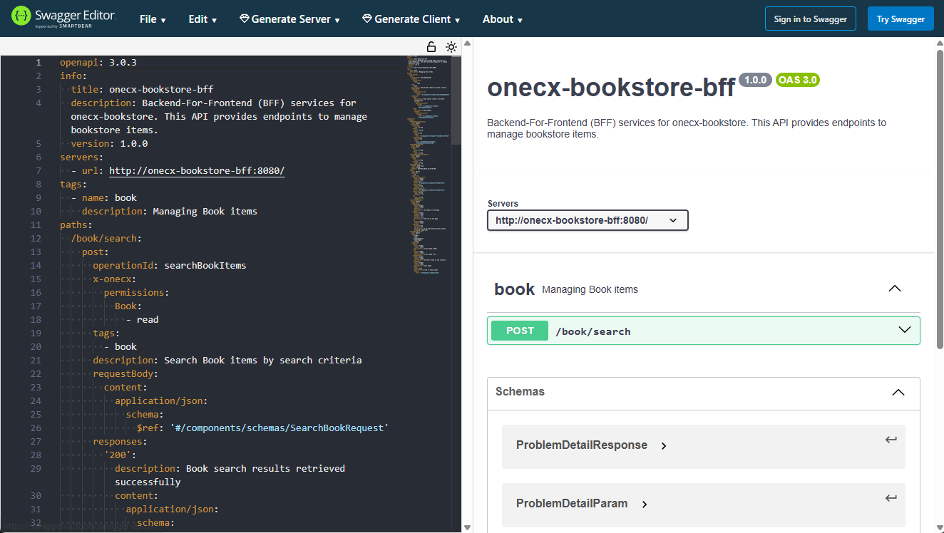 openapi swagger editor bookstore